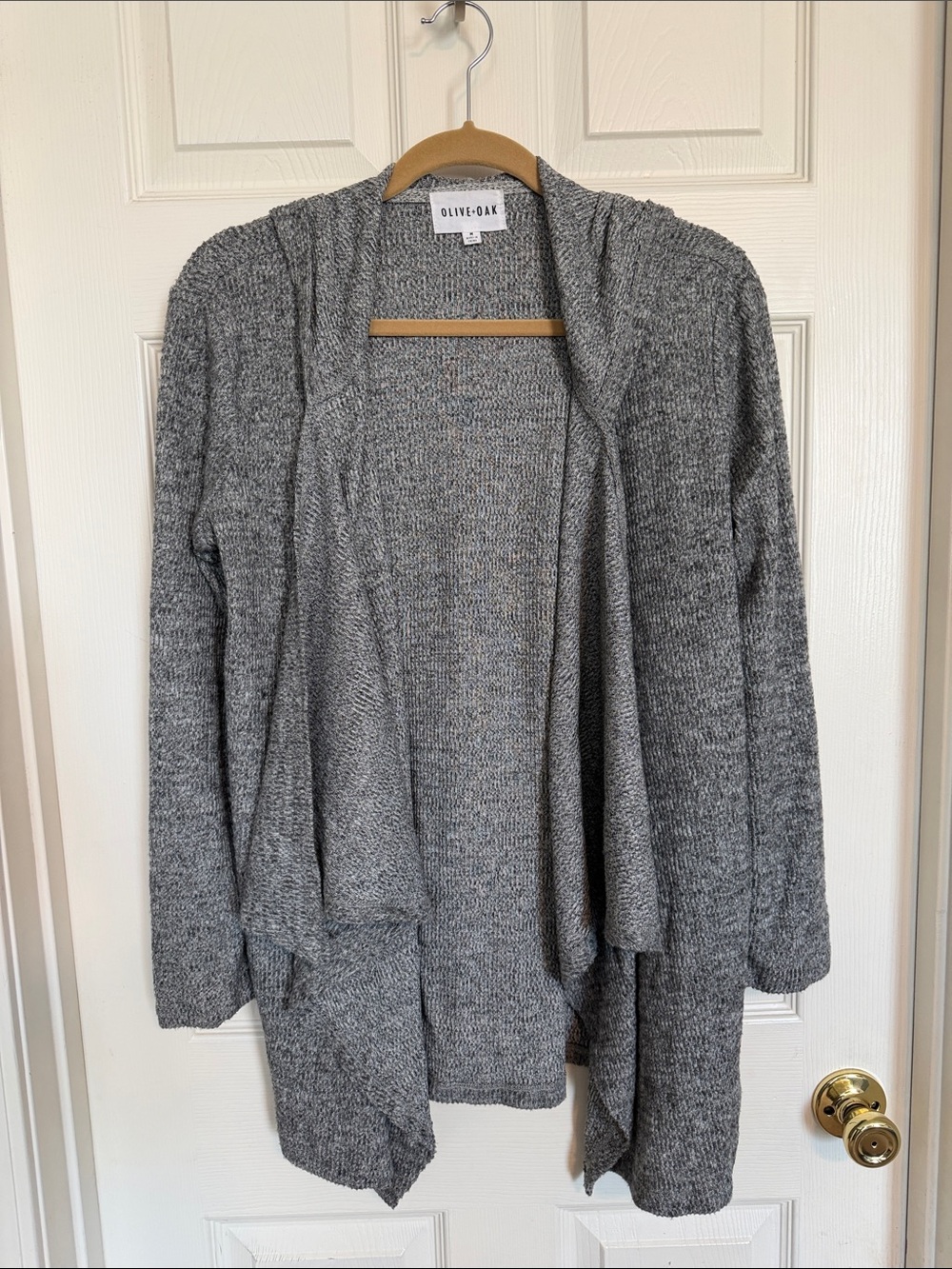 Olive & Oak Heather Gray Hooded Open-Front Cardigan